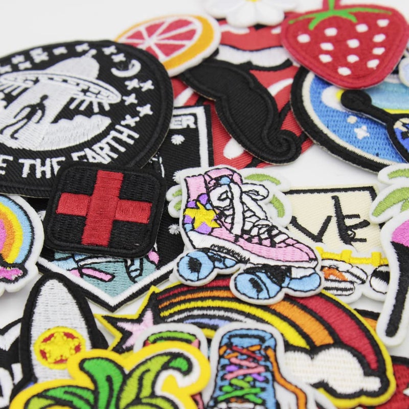 U-Sky Sew or Iron on Embroidered Patches | 42PCs Mixed Designs Saying Animals Quotes Foods Cartoon | Colorful Variety Pack for DIY Customization | Jackets Bags Denim | Multi-Size Set - Image 3